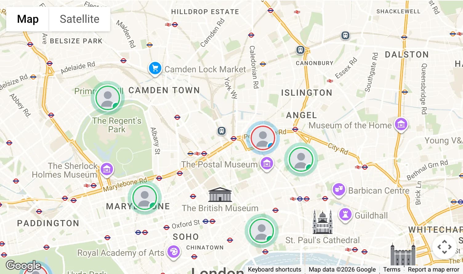 Live fleet map in the TaxiDex console