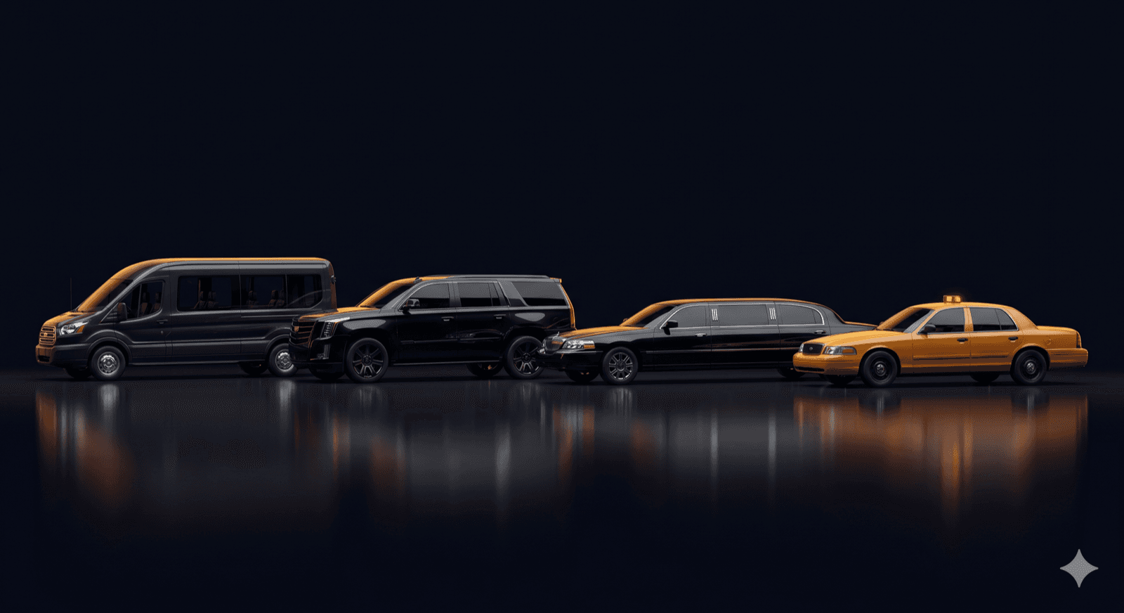 A lineup of TaxiDex-powered fleet vehicles