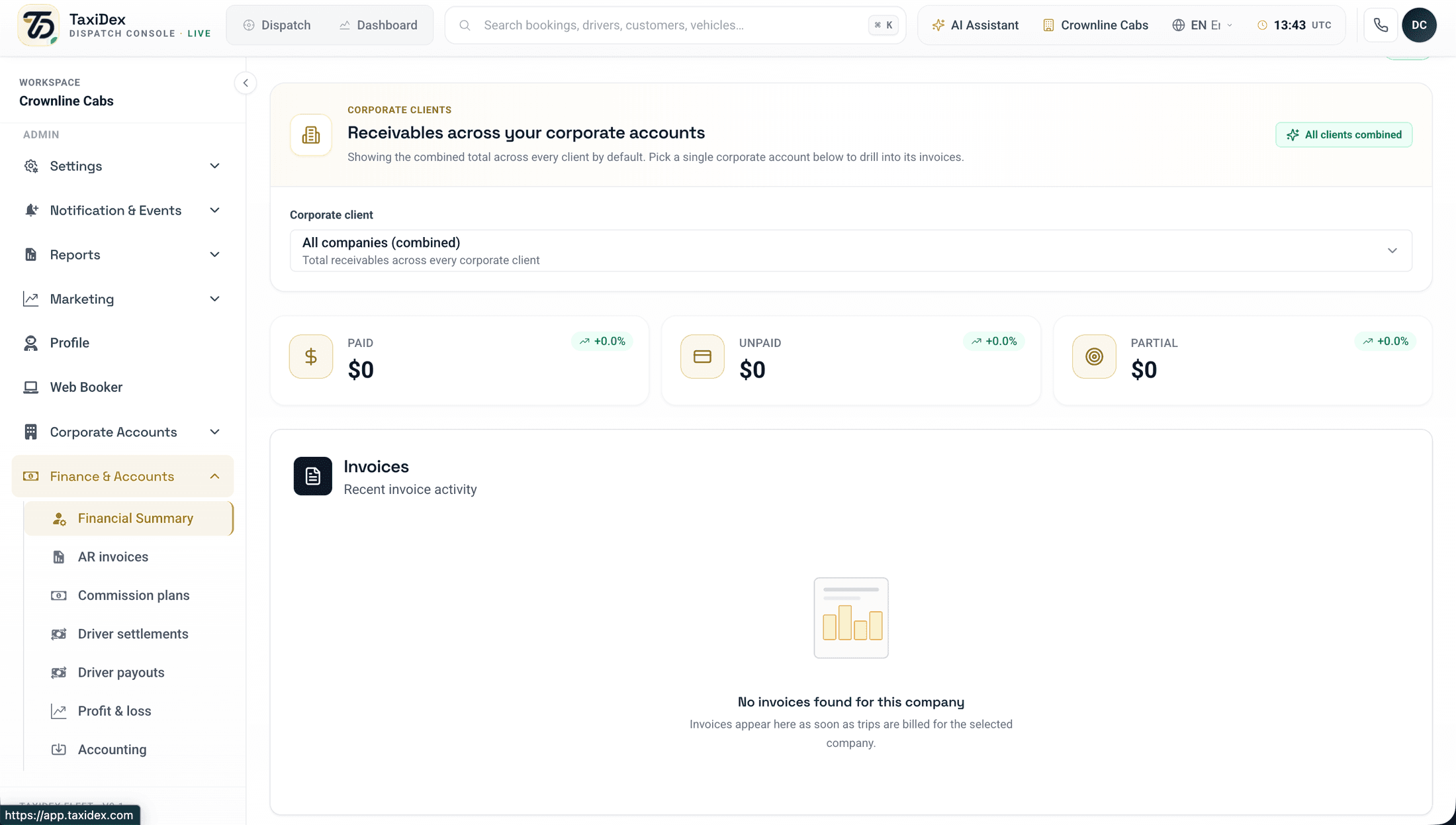 TaxiDex finance suite on laptop