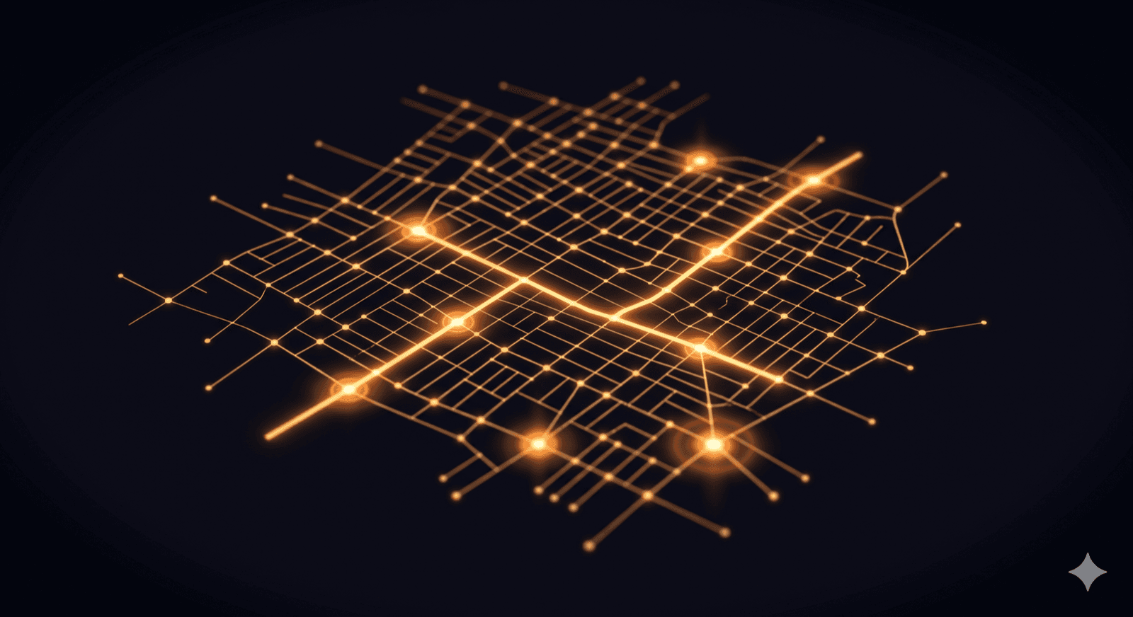 Abstract amber rendering representing the TaxiDex AI auto-dispatch model