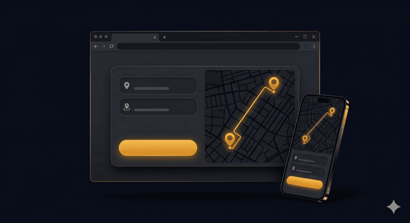 TaxiDex white-label web booker open in a browser at dusk